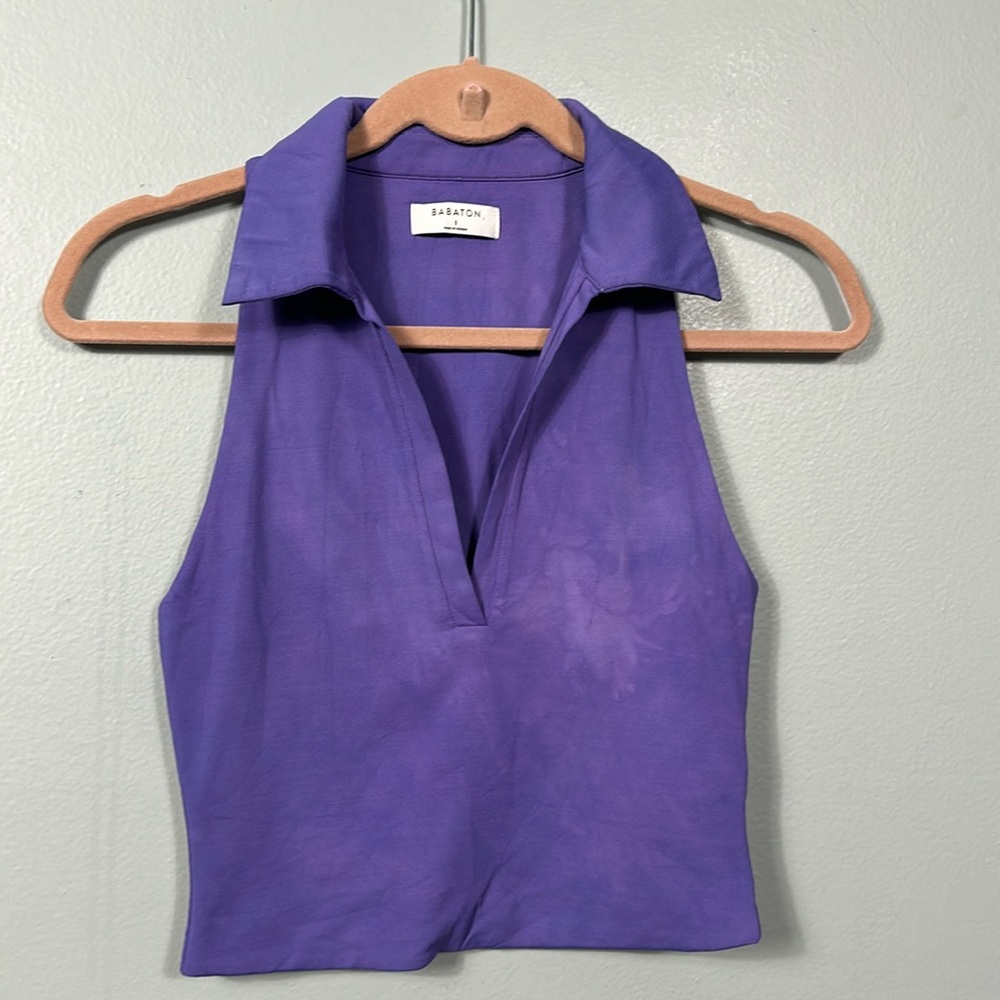 Aritzia Babaton Contour Polo Tank in dye purple size small
